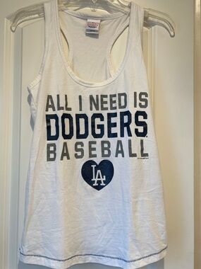 ⚾️LA Dodgers White Racerback Tank with Glitter Lettering